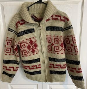Vintage Big Lebowski Sweater Westerly Wool 70s Cowichan Cardigan M